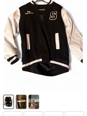 Women's Black and White Varsity Jacket